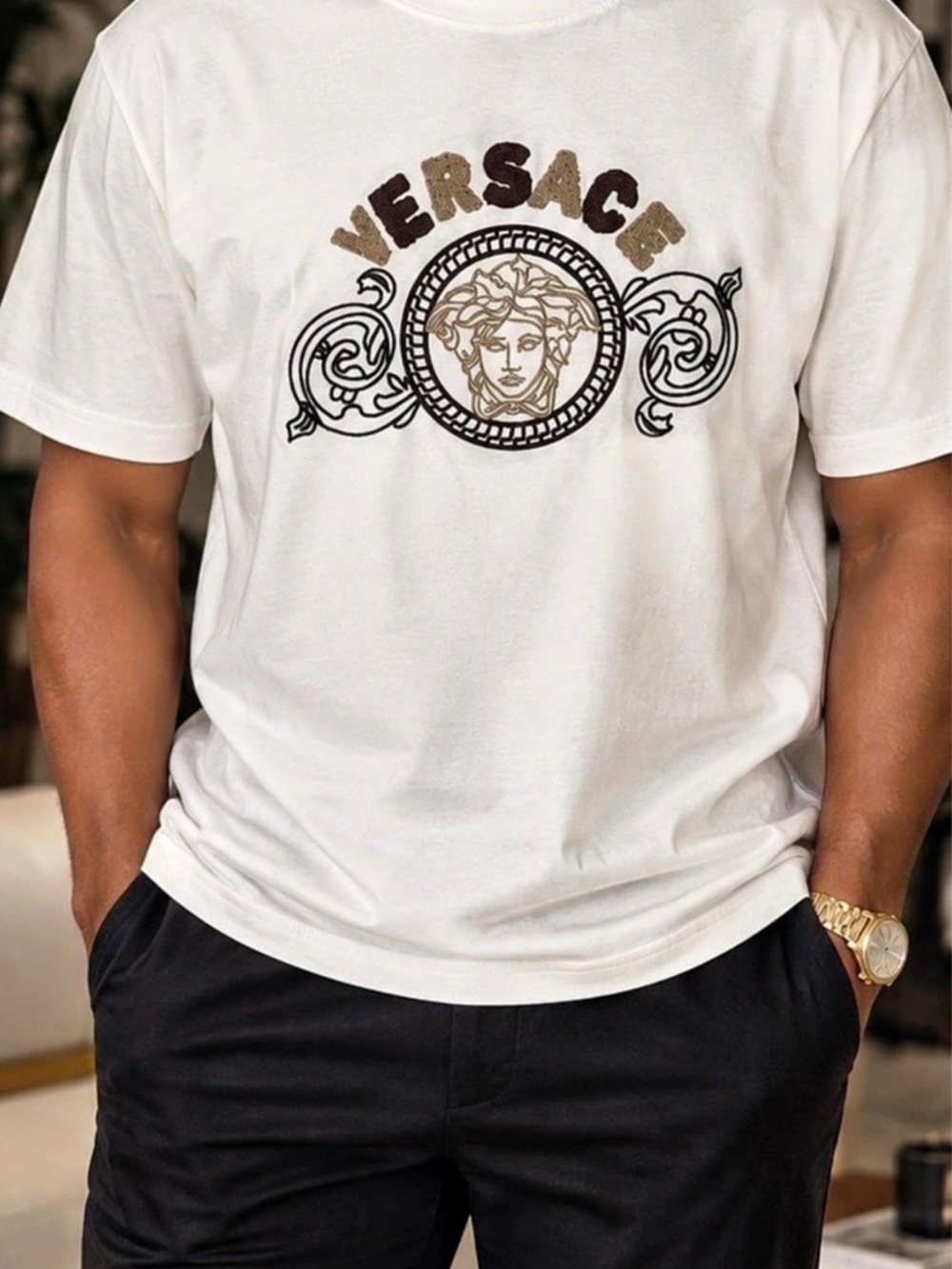 Versace Medusa Graphic T-Shirt in White Size Large NWT